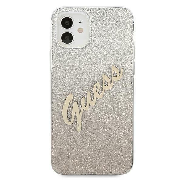 Aizmugurējais vāciņš Guess Guess GUHCP12SPCUGLSGO iPhone 12 mini 5.4" gold/gold hardcase Glitter Gradient Script