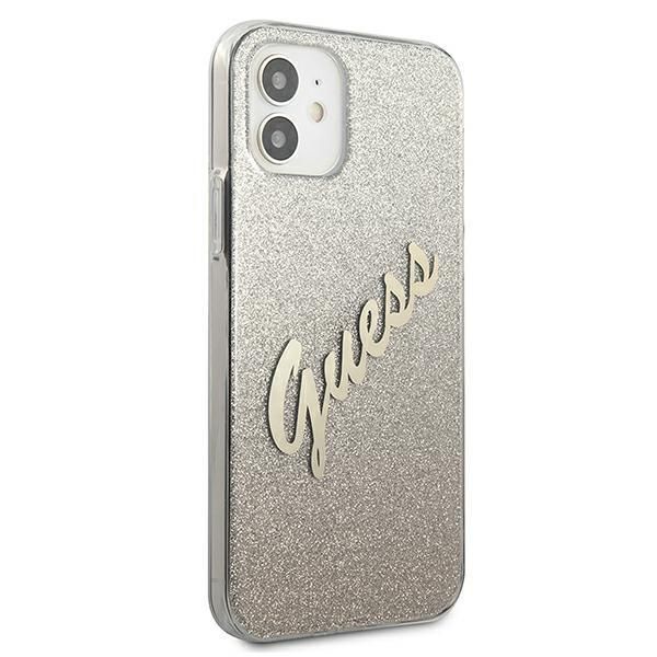 Aizmugurējais vāciņš Guess Guess GUHCP12SPCUGLSGO iPhone 12 mini 5.4" gold/gold hardcase Glitter Gradient Script