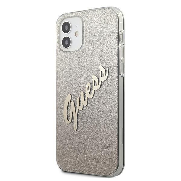 Aizmugurējais vāciņš Guess Guess GUHCP12SPCUGLSGO iPhone 12 mini 5.4" gold/gold hardcase Glitter Gradient Script