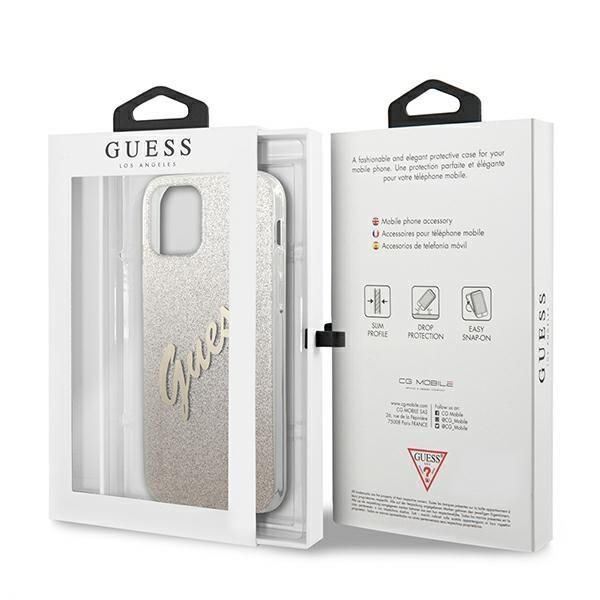 Aizmugurējais vāciņš Guess Guess GUHCP12SPCUGLSGO iPhone 12 mini 5.4" gold/gold hardcase Glitter Gradient Script
