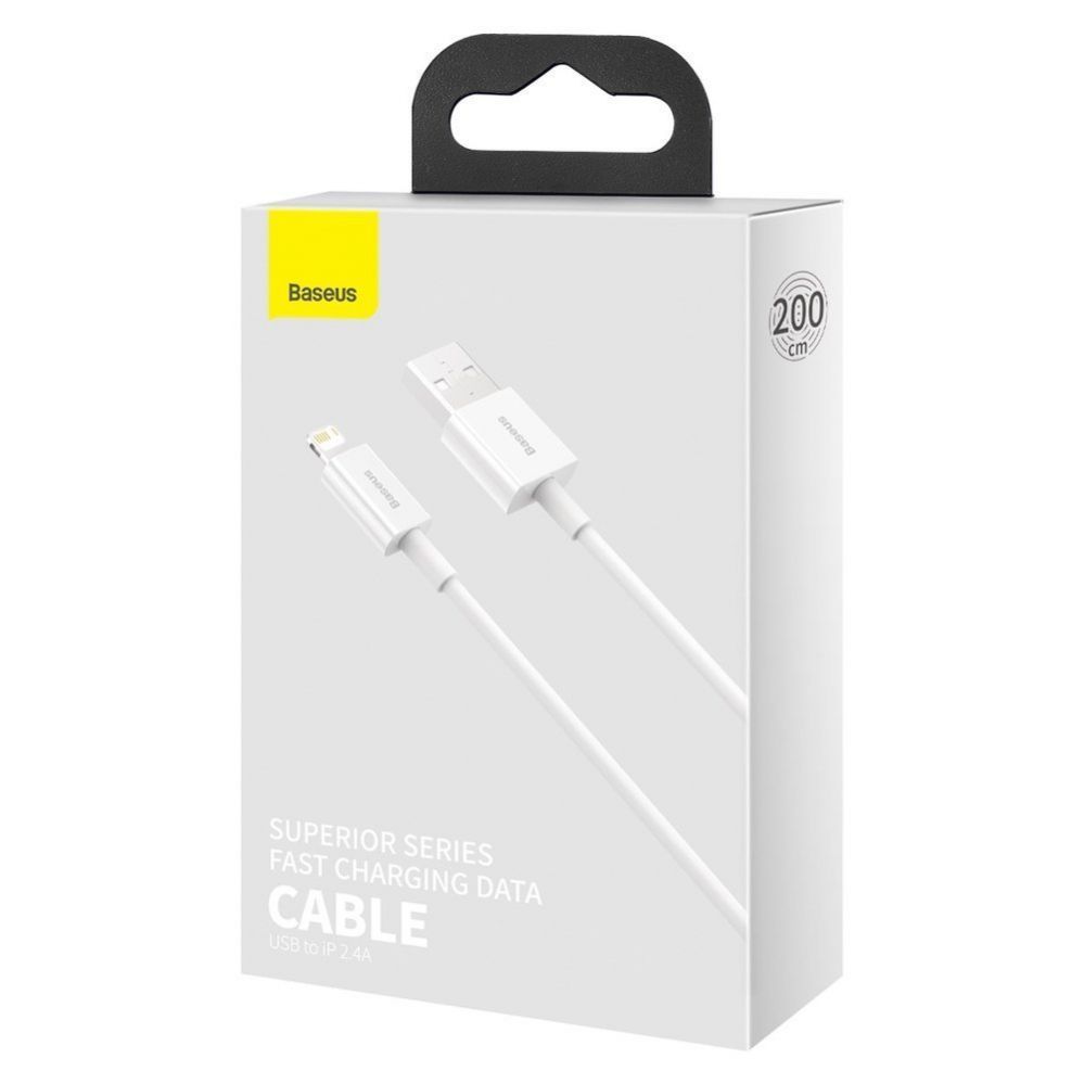 Kabelis Baseus Baseus Superior USB - Lightning 2.4A 2 m cable White (CALYS-C02)