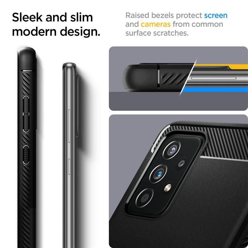 Back panel cover Spigen Spigen Rugged Armor Case for Samsung Galaxy A52 / A52S - Matte Black