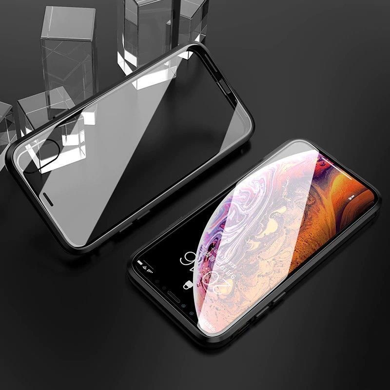 Tagakaaned Wozinsky Wozinsky Full Magnetic Case Full Body Front and Back Cover with built-in glass for Vivo X60 black-transparent