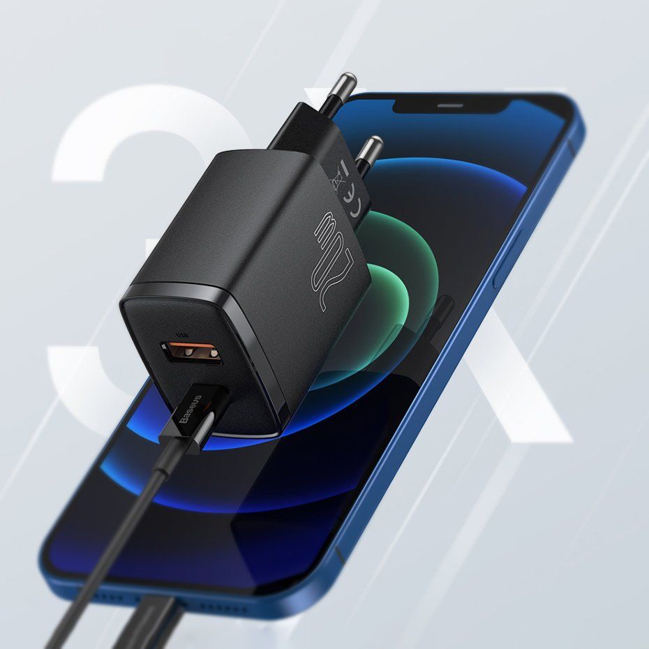 Adaptrid Baseus Baseus Compact fast charger USB / USB Type C 20W 3A Power Delivery Quick Charge 3.0 black (CCXJ-B01)