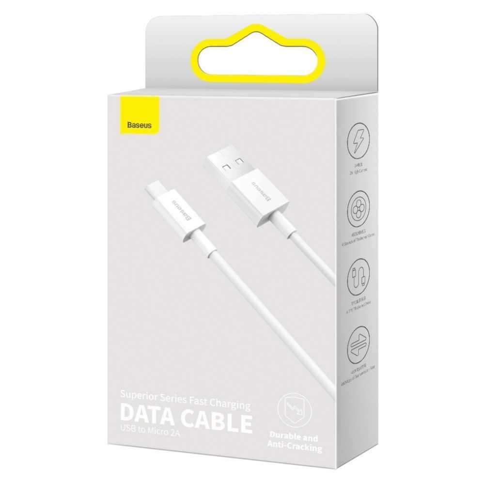 Kabelis Baseus Baseus Superior USB-A / micro USB 2A cable 1m - white