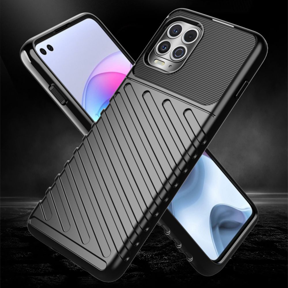 Tagakaaned Hurtel Thunder Case Flexible Tough Rugged Cover TPU Case for Motorola Moto G100 / Edge S black