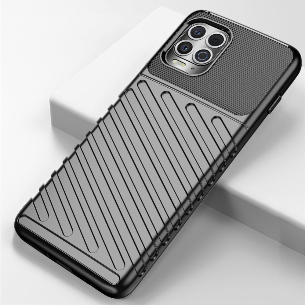 Tagakaaned Hurtel Thunder Case Flexible Tough Rugged Cover TPU Case for Motorola Moto G100 / Edge S black