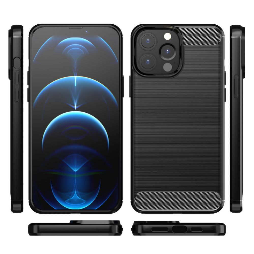 Nugarėlės dėklai Hurtel Carbon Case Flexible Cover TPU Case for iPhone 13 Pro black