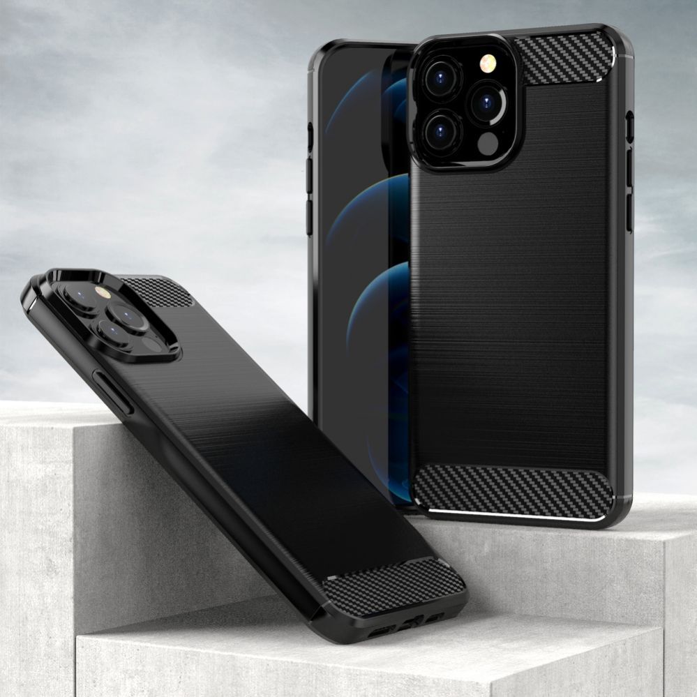 Nugarėlės dėklai Hurtel Carbon Case Flexible Cover TPU Case for iPhone 13 Pro black
