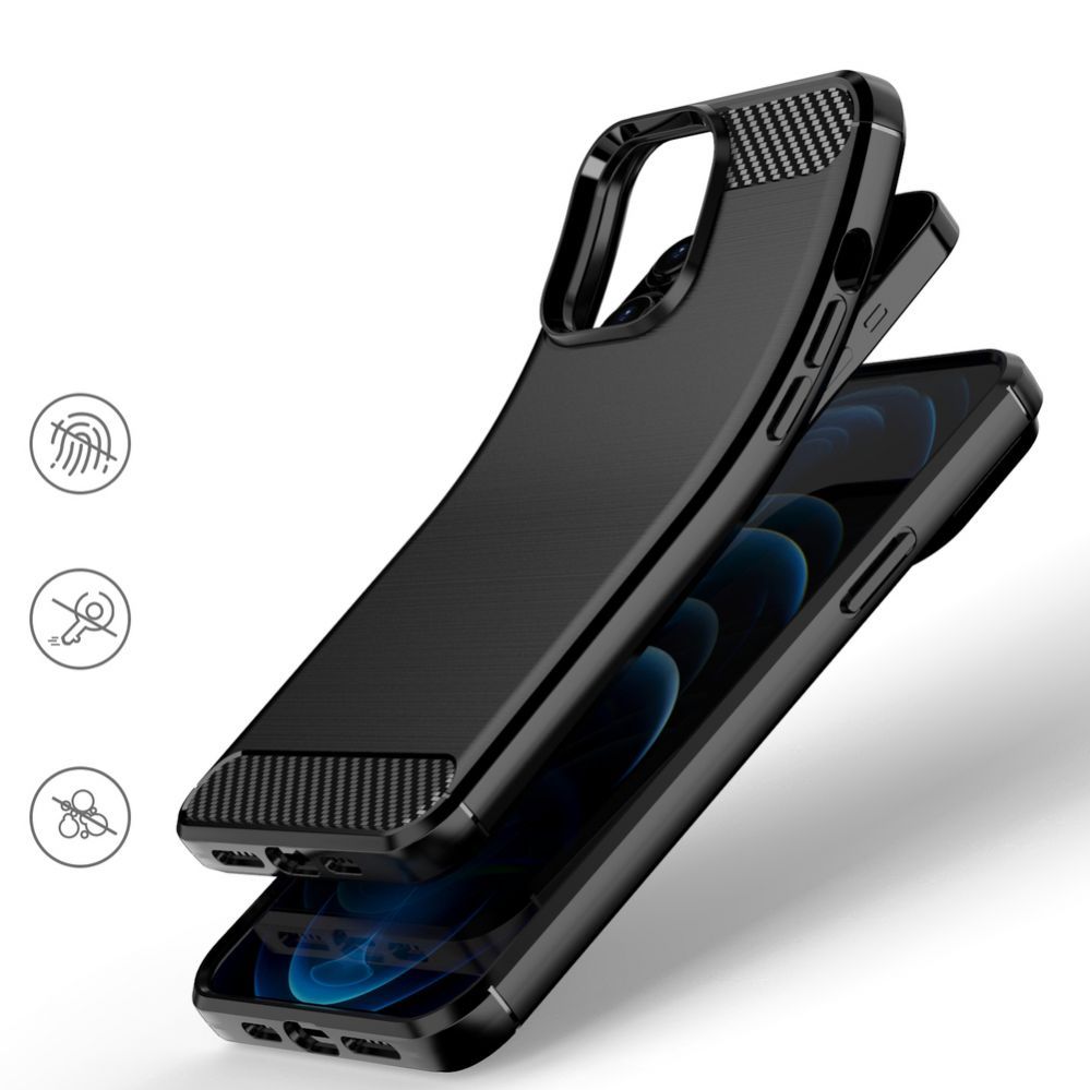 Nugarėlės dėklai Hurtel Carbon Case Flexible Cover TPU Case for iPhone 13 Pro black