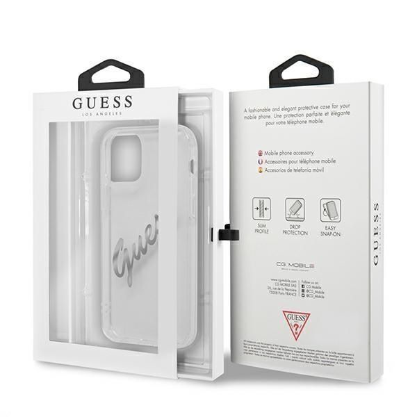 Tagakaaned Guess Guess GUHCP12LKTRSVSI iPhone 12 Pro Max 6.7" Transparent hardcase Vintage Script Silver