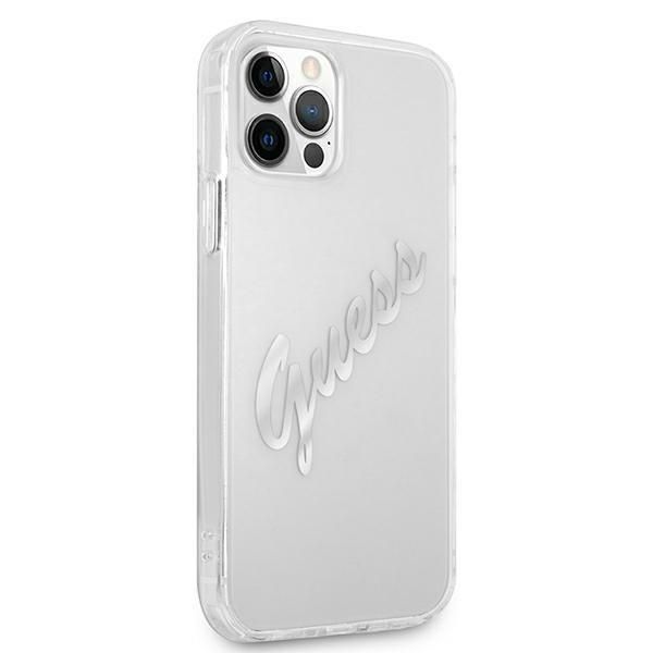 Tagakaaned Guess Guess GUHCP12LKTRSVSI iPhone 12 Pro Max 6.7" Transparent hardcase Vintage Script Silver