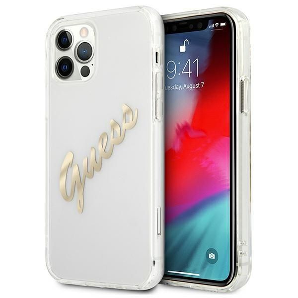 Tagakaaned Guess Guess GUHCP12MKTRSVGO iPhone 12/12 Pro 6.1" Transparent hardcase Vintage Script Gold
