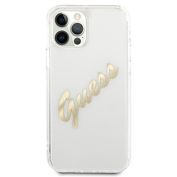 Tagakaaned Guess Guess GUHCP12MKTRSVGO iPhone 12/12 Pro 6.1" Transparent hardcase Vintage Script Gold
