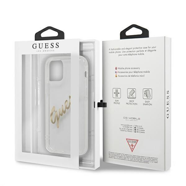 Tagakaaned Guess Guess GUHCP12MKTRSVGO iPhone 12/12 Pro 6.1" Transparent hardcase Vintage Script Gold