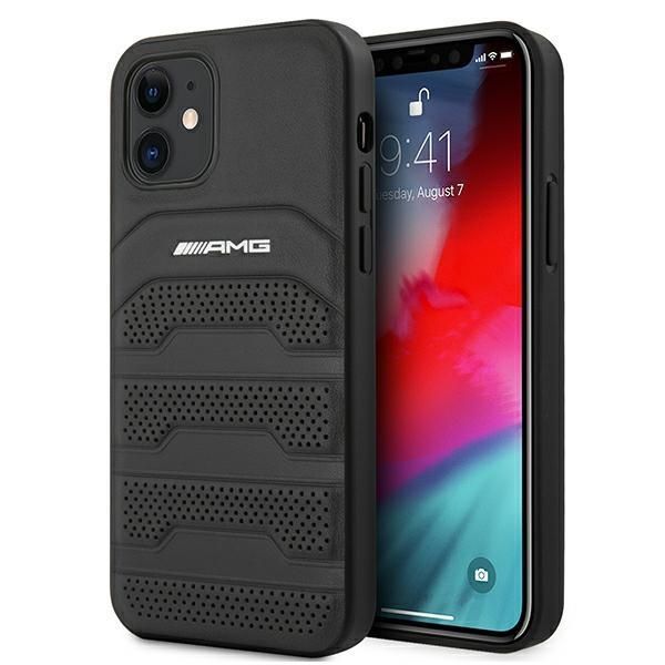 Tagakaaned Mercedes-Benz AMG Leather Debossed Lines case for iPhone 12 mini - black