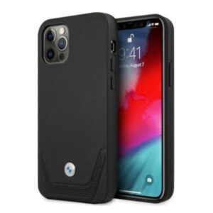 Aizmugurējais vāciņš BMW  BMW Leather Perforate Case for iPhone 12 Pro Max - Black 
