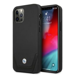 Aizmugurējais vāciņš BMW  BMW Leather Perforate Case for iPhone 12 / iPhone 12 Pro - Black 