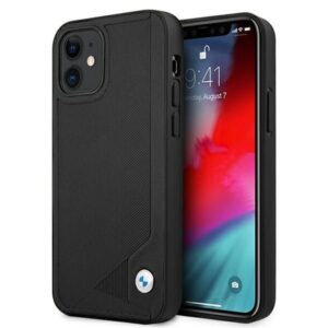 Aizmugurējais vāciņš BMW  BMW Leather Deboss case for iPhone 12 mini - black 