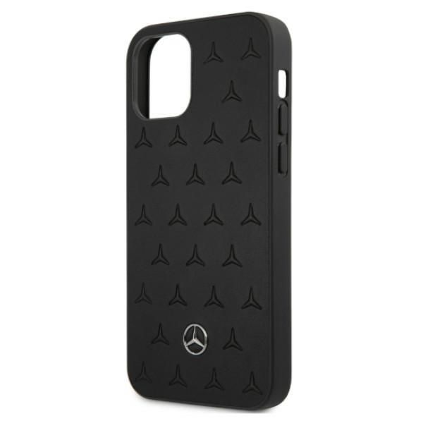 Tagakaaned Mercedes-Benz Mercedes Leather Stars Pattern Case for iPhone 12 Pro Max - Black
