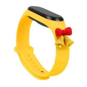 Nugarėlės dėklai Hurtel  Strap Xmas for Xiaomi Mi Band 5 / 6 Christmas Silicone Bracelet Strap with Bells - Yellow 