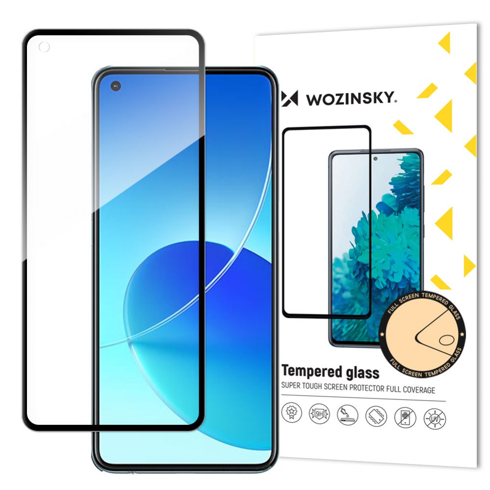 Aizsargstikls Wozinsky Wozinsky Tempered Glass Full Glue Super Tough Screen Protector Full Coveraged with Frame Case Friendly for Oppo Reno6 4G black