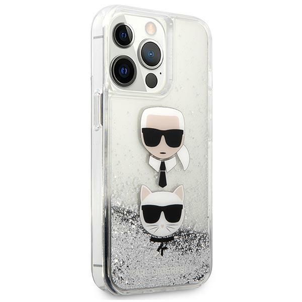 Tagakaaned Karl Lagerfeld Karl Lagerfeld Liquid Glitter Karl&Choupette Head case for iPhone 13 Pro Max - silver