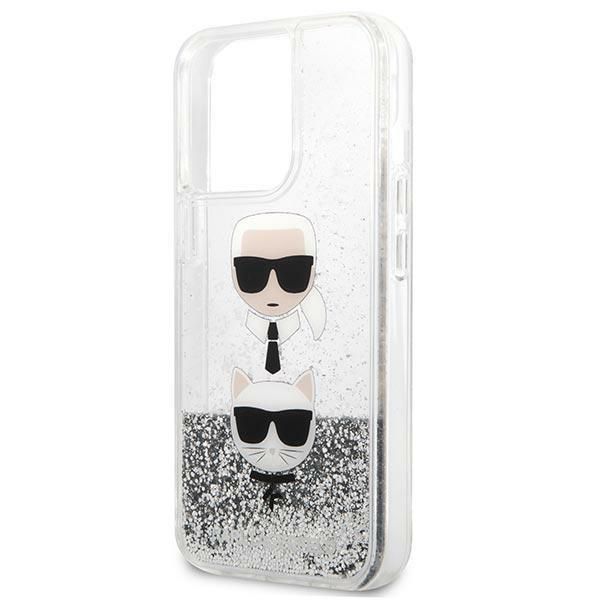 Tagakaaned Karl Lagerfeld Karl Lagerfeld Liquid Glitter Karl&Choupette Head case for iPhone 13 Pro Max - silver
