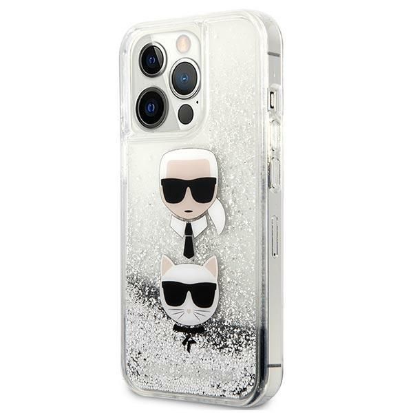Tagakaaned Karl Lagerfeld Karl Lagerfeld Liquid Glitter Karl&Choupette Head case for iPhone 13 Pro Max - silver