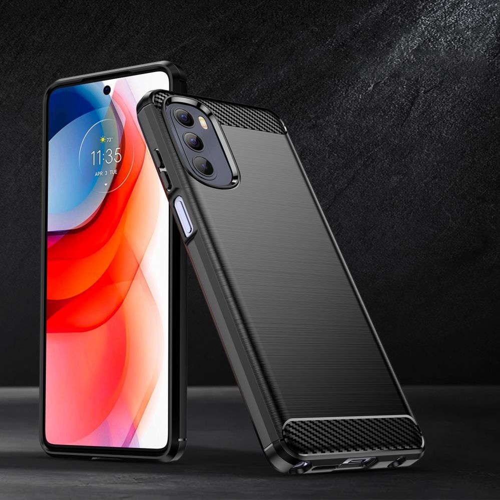 Back panel cover Hurtel Carbon Case flexible cover for Motorola Moto G Stylus 2022 black