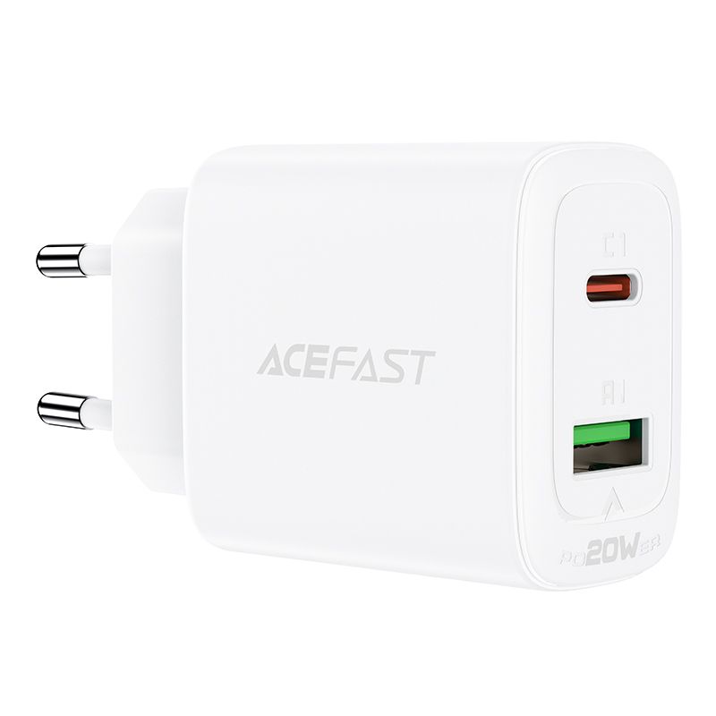 Adaptrid Acefast Acefast wall charger USB Type C / USB 20W, PPS, PD, QC 3.0, AFC, FCP white (A25 white)