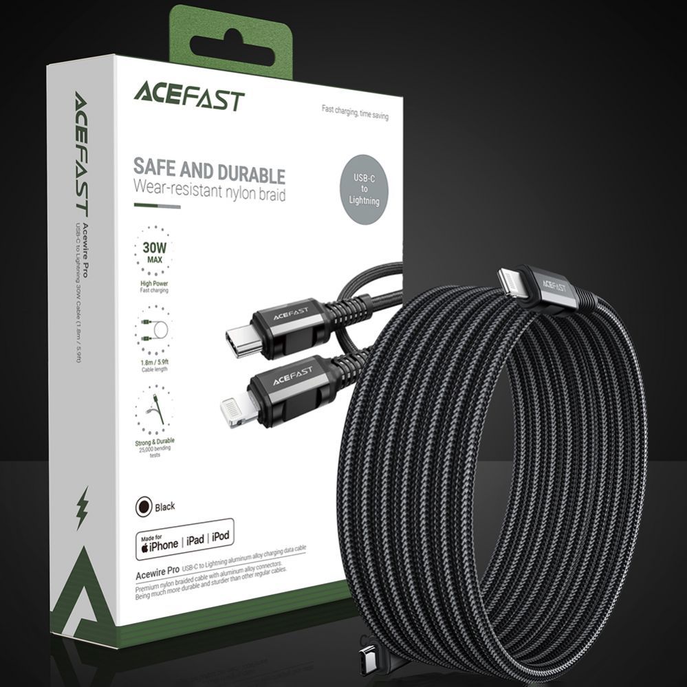 Cable Acefast Acefast C4-01 Lightning - USB-C PD cable 30W 3A 480Mb/s 1.8m - black