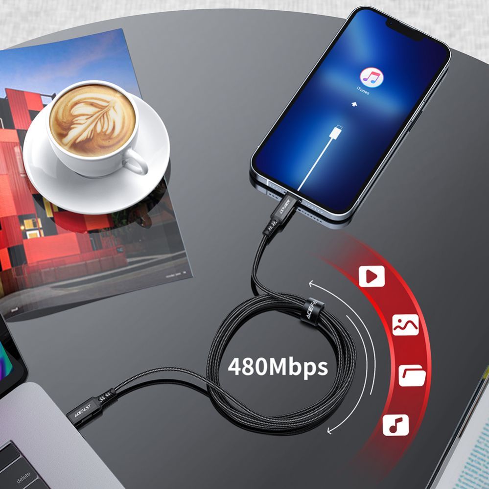 Cable Acefast Acefast C4-01 Lightning - USB-C PD cable 30W 3A 480Mb/s 1.8m - black