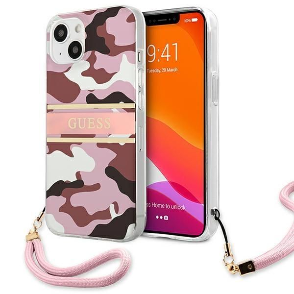 Tagakaaned Guess Guess GUHCP13SKCABPI iPhone 13 mini 5.4" pink/pink hardcase Camo Strap Collection