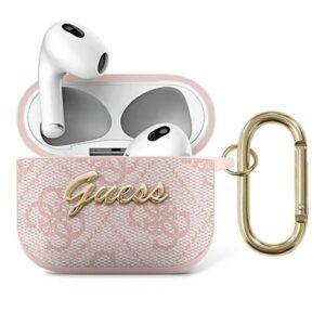 Aizmugurējais vāciņš Guess  Guess GUA34GSMP AirPods 3 cover różowy/pink 4G Script Metal Collection