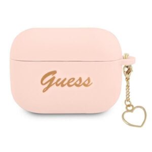 Nugarėlės dėklai Guess  Guess GUAPLSCHSP AirPods Pro cover pink/pink Silicone Charm Heart Collection