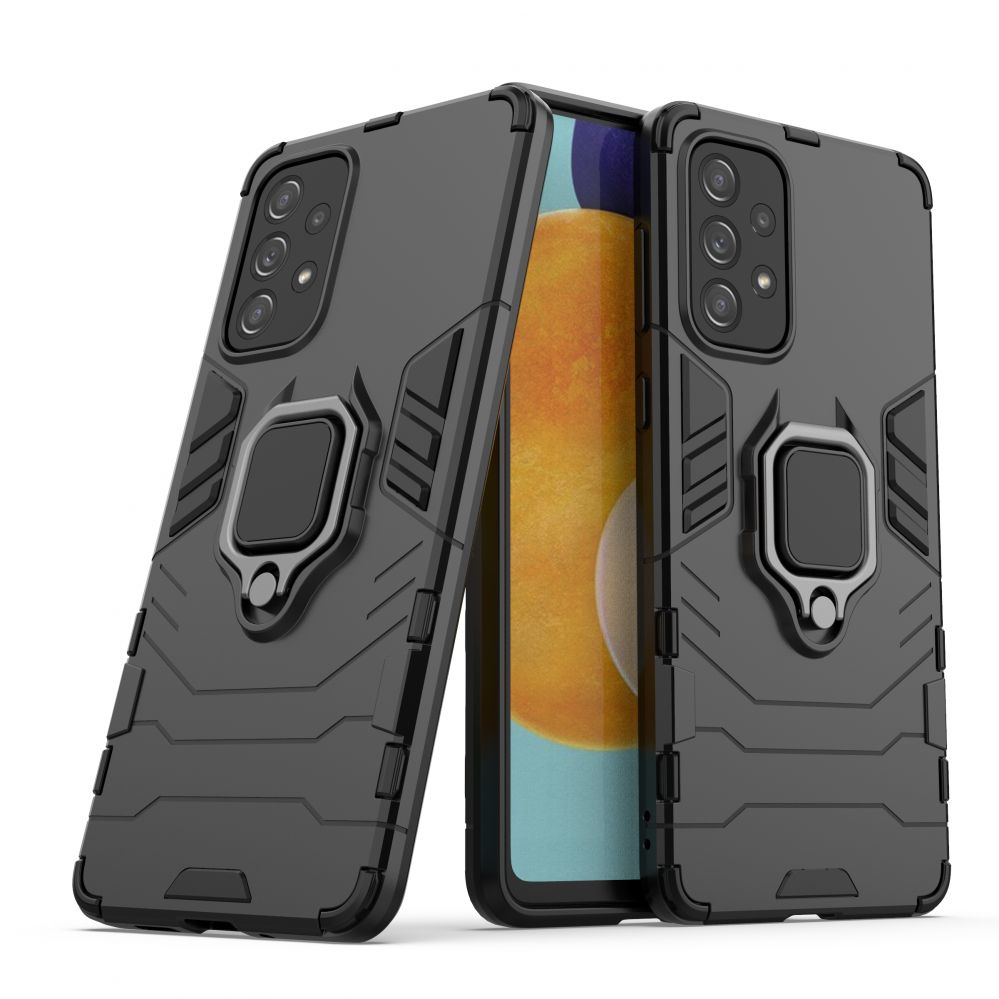 Tagakaaned Hurtel Ring Armor tough hybrid case cover + magnetic holder for Samsung Galaxy A73 black