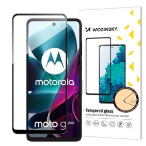 Apsauginiai stiklai Hurtel  Wozinsky Full Glue Tempered Glass Motorola Moto G200 5G 9H Full Screen Tempered Glass with Black Frame 
