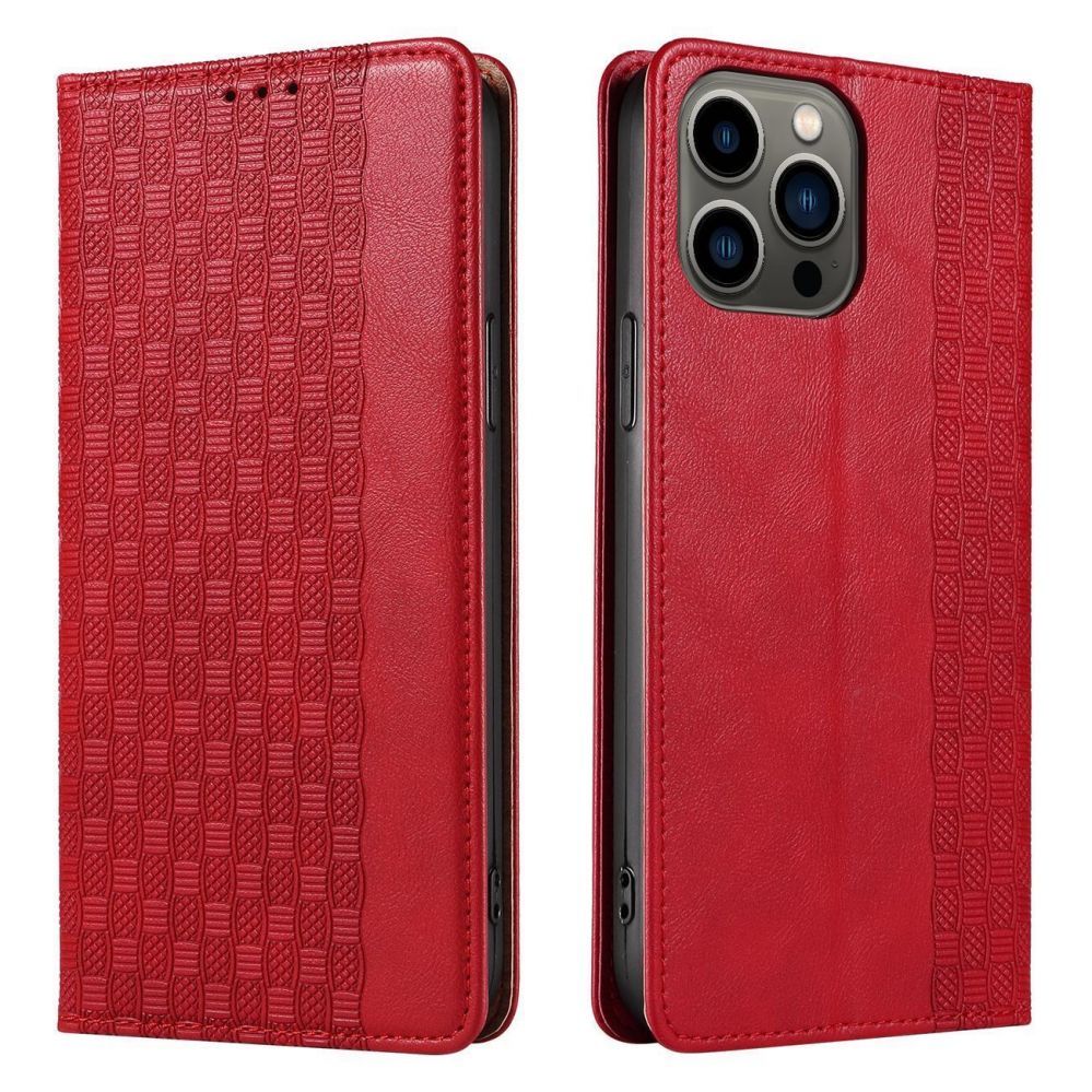 Tagakaaned Hurtel - Magnet Strap Case Case for iPhone 13 Pro Max Pouch Wallet + Mini Lanyard Pendant Red