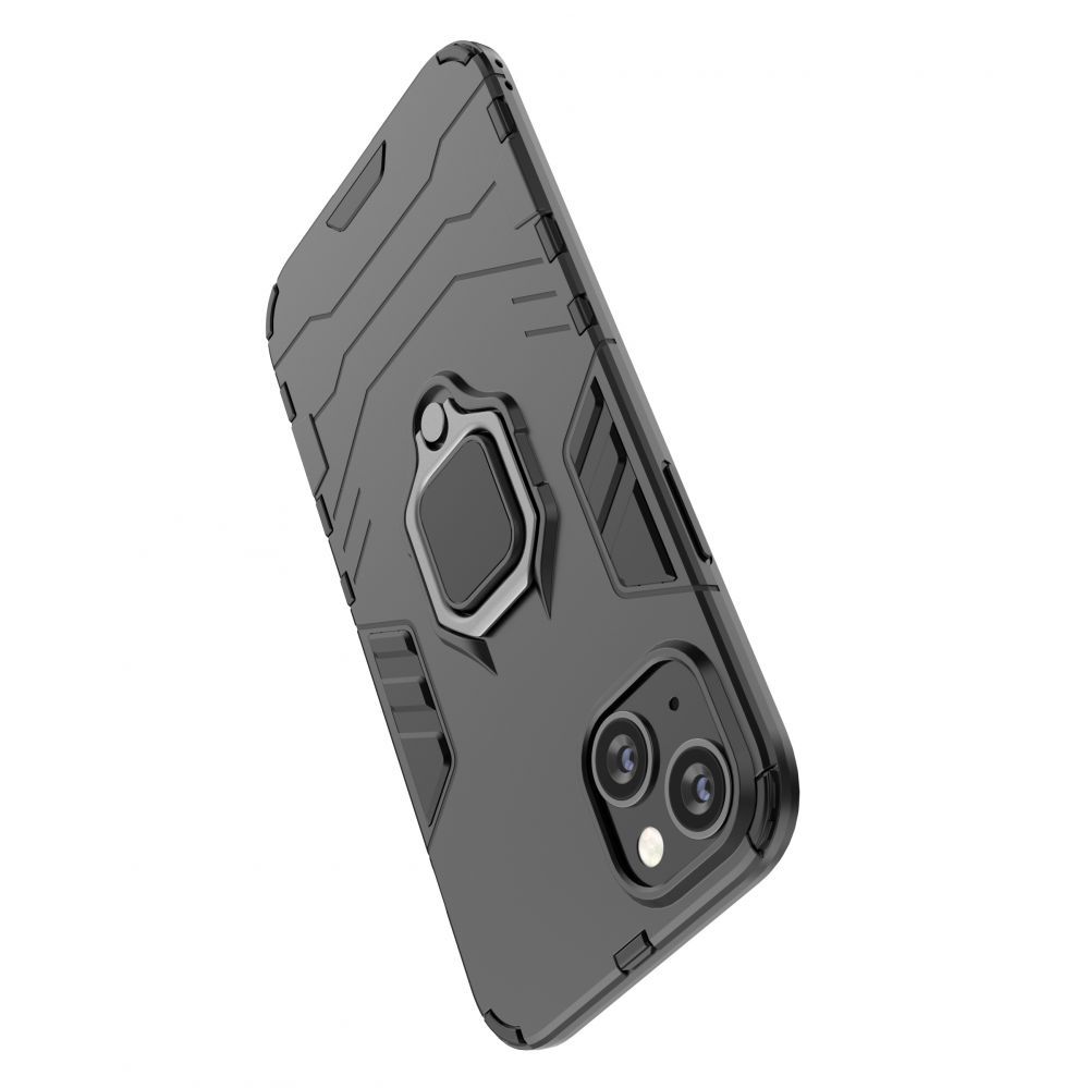Tagakaaned Hurtel Ring Armor case for iPhone 14 armored cover magnetic holder ring black