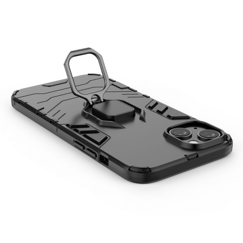 Tagakaaned Hurtel Ring Armor case for iPhone 14 Pro armored cover magnetic holder ring black