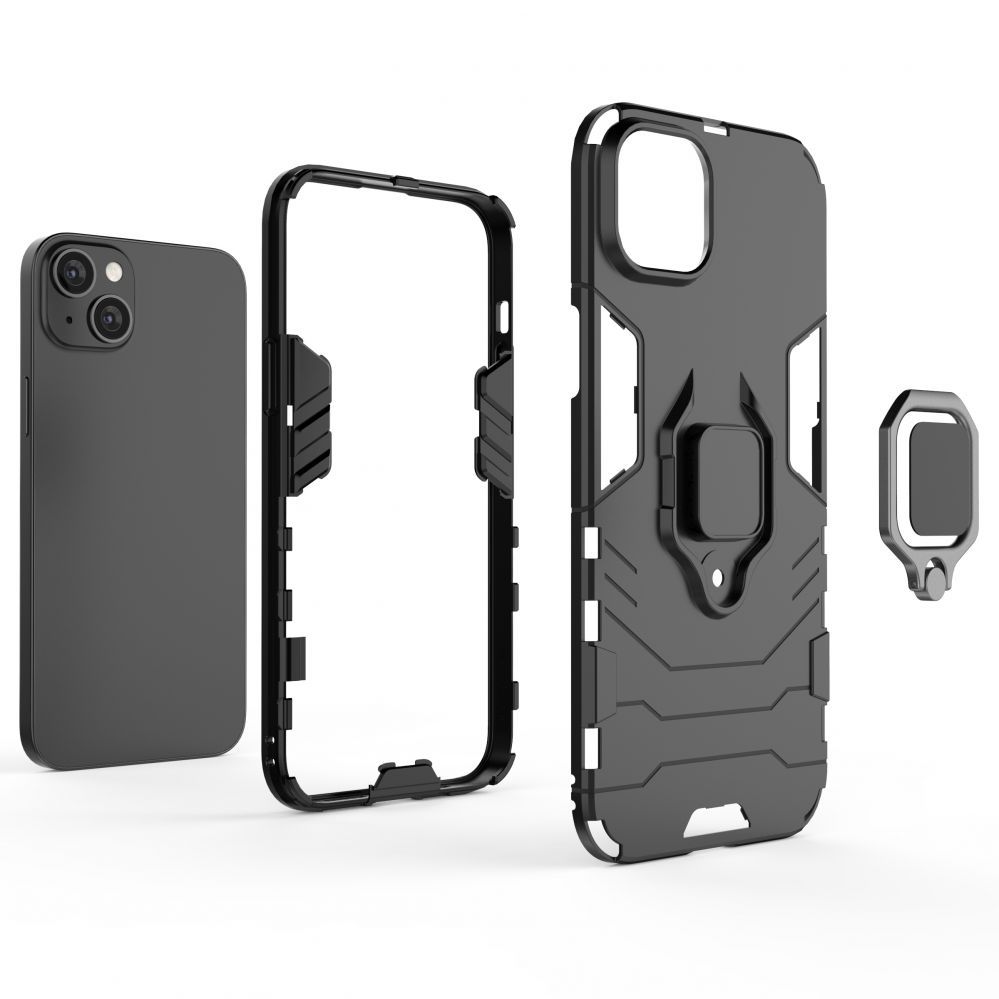 Tagakaaned Hurtel Ring Armor case for iPhone 14 Pro Max armored cover magnetic holder ring black