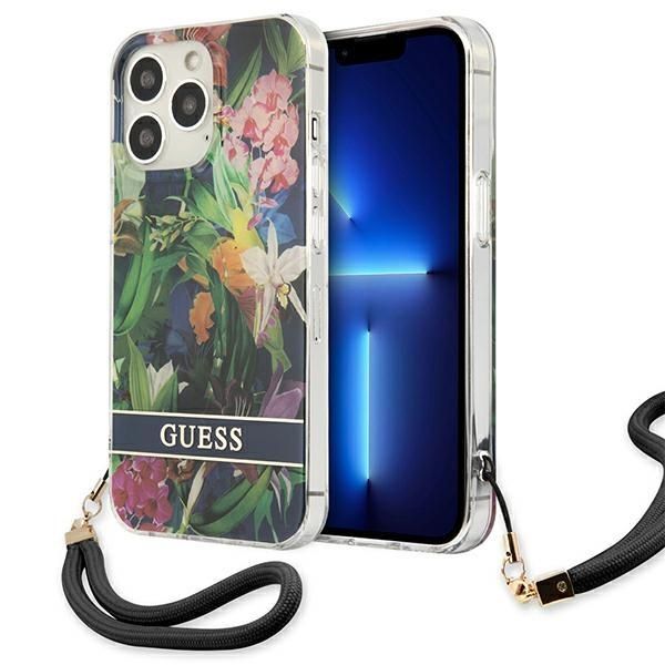 Tagakaaned Guess Guess GUHCP13LHFLSB iPhone 13 Pro / 13 6.1" blue/blue hardcase Flower Strap