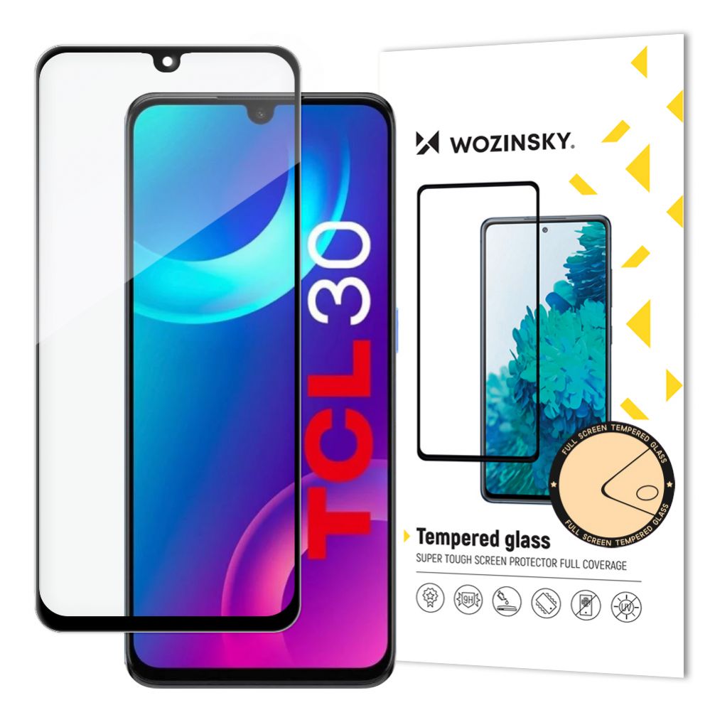 Tagakaaned Wozinsky Wozinsky super durable Full Glue tempered glass full screen with Case Friendly TCL 30 black frame