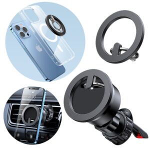 Auto holder Joyroom  Joyroom kit multifunctional magnetic car holder ring phone support black (JR-ZS294) 