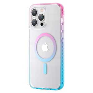 Nugarėlės dėklai Kingxbar  Kingxbar PQY Ice Crystal Series magnetic case for iPhone 14 Pro MagSafe pink and blue 