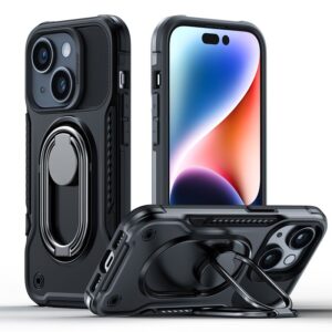 Чехол на заднюю панель Joyroom  Joyroom Dual Hinge case for iPhone 14 armored case with a stand and a ring holder black 