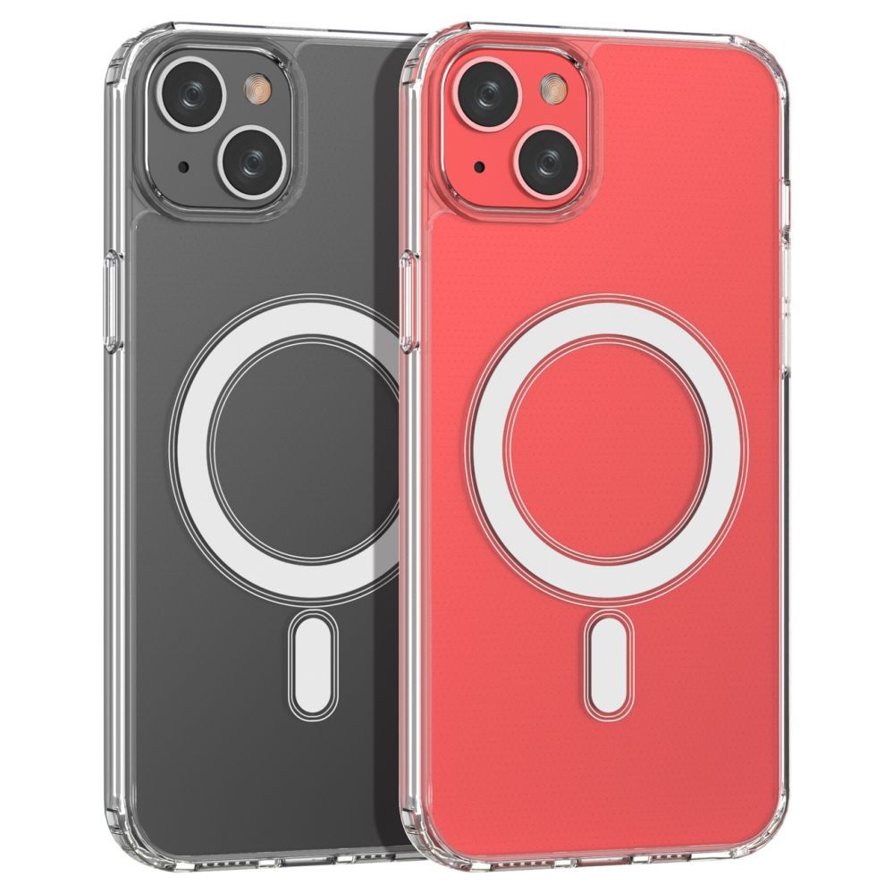 Tagakaaned Hurtel - Clear Magnetic Case with MagSafe for iPhone 14 Plus with silver ring - transparent