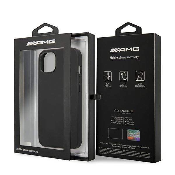 Tagakaaned Mercedes-Benz AMG AMHCP14MDOLBK iPhone 14 Plus 6.7 "black / black hardcase Leather Hot Stamped