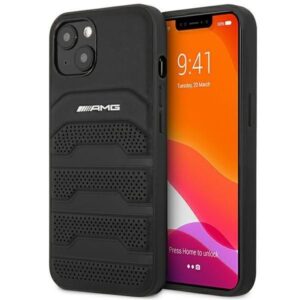 Чехол на заднюю панель Mercedes-Benz  AMG AMHCP14MGSEBK iPhone 14 Plus 6,7 "black / black hardcase Leather Debossed Lines 